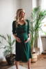 Sukienka ciążowa i do karmienia Lovely Dress Midi rękaw 3/4 butelkowa zieleń