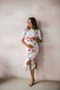 Sukienka ciążowa i do karmienia Two Ways LONG biała w kolorowe kwiaty