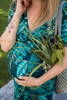 Sukienka ciążowa i do karmienia Two Ways LONG granatowa w tropikalne liście krótki rękaw